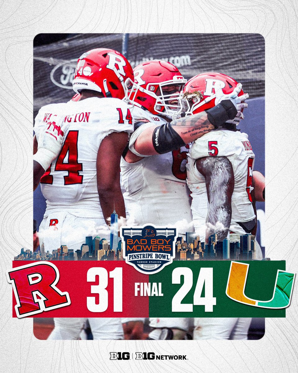 Proud is an understatement and I’m immensely grateful to “be a part of it!”🎶

Thank you RU Nation for your outstanding support all season. Closing the ‘23 season as #PinstripeBowl Champs!💍 See you in ‘24🪓