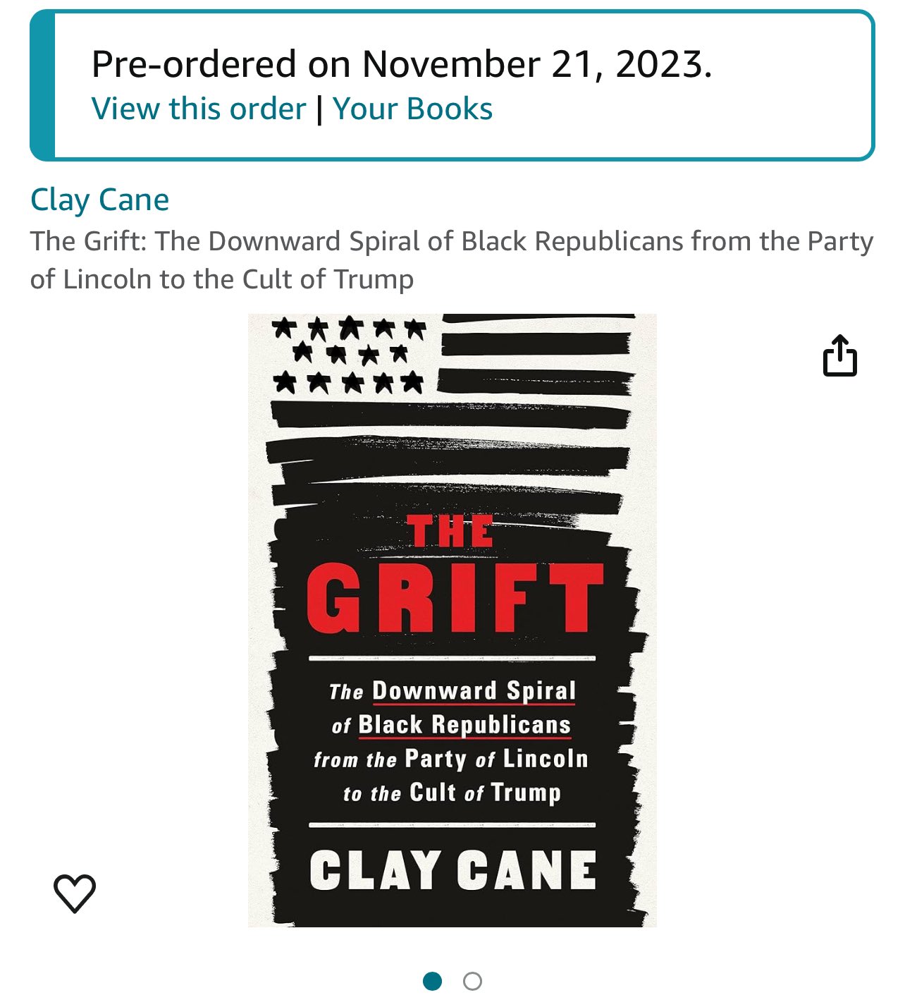 Clay Cane on X: Thank you! Just 32 days until The Grift: The Downward  Spiral of Black Republicans from the Party of Lincoln to the Cult of Trump  drops. You can preorder