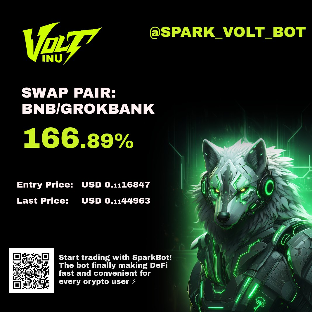 BossFamTV's tweet image. Awsome announcement and calab! definitely the #Inus are making moves! 

Thanks to my #SparkBot by @VoltInuOfficial I'm able to keep track of my Entry point on @GrokBank and gains! 

and this utility is all free!  here is my referral link so you can get started now!