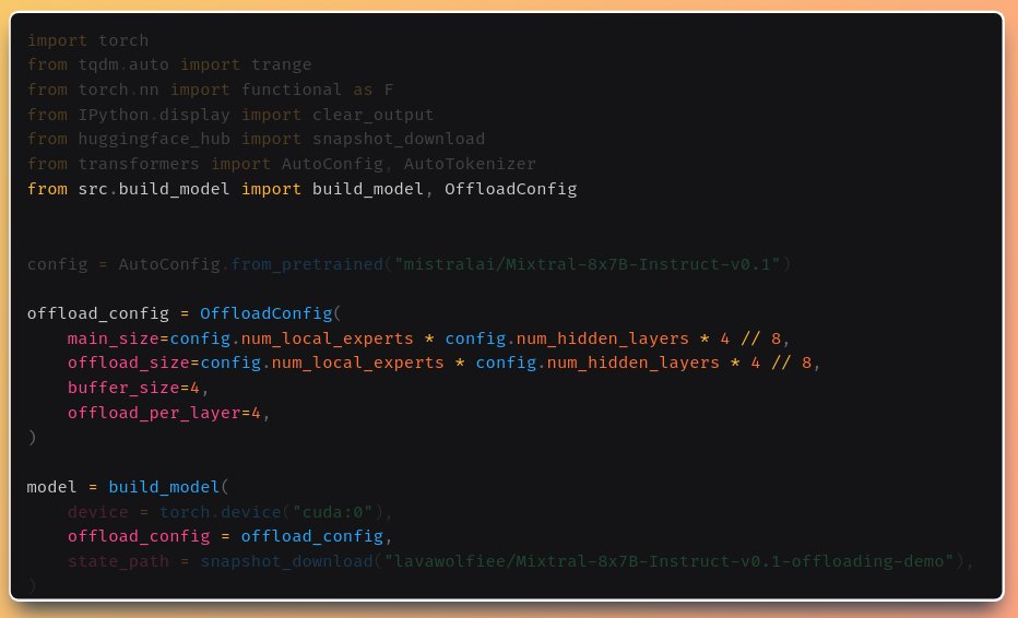 Mixtral-8x7B on free Google Colab just dropped!

TL;DR:
- Novel offloading trick &amp; mixed quantization.
- Managed to run Mixtral-8x7B on free-tier Google Colab. 

Notebook: github.com/dvmazur/mixtra…
Code: github.com/dvmazur/mixtra…
Paper: arxiv.org/pdf/2312.17238…