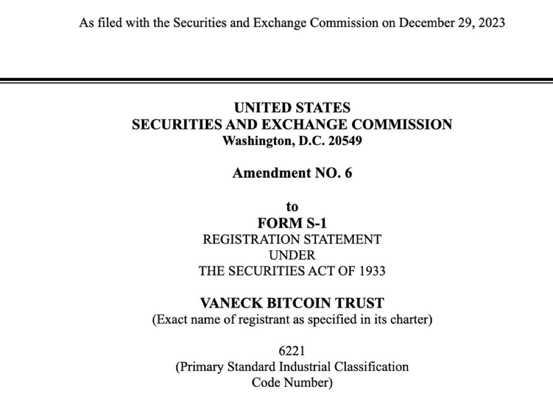 BitcoinArchive's tweet image. NEW: 🇺🇸 VanEck just filed a last-minute change to its spot #Bitcoin ETF application. 

Final day for changes! 🔥