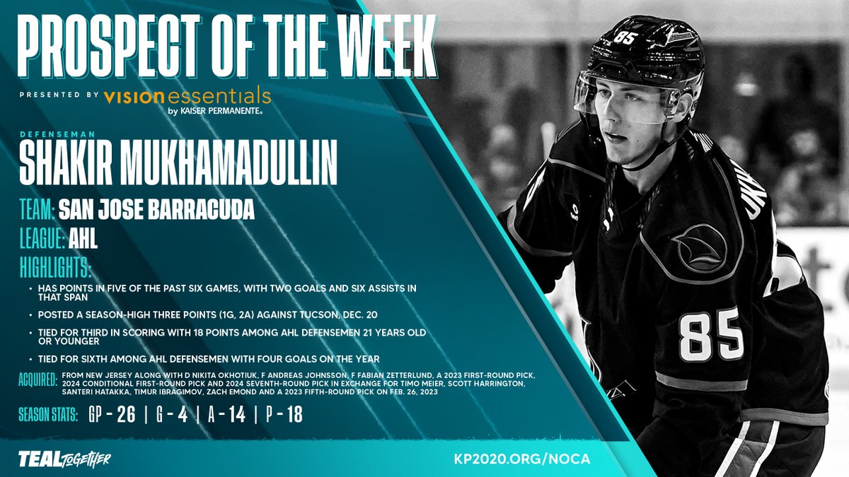 2023's final Prospect of the Week: Shakir Mukhamadullin 👏 

🌊 | Vision Essentials by <a href="/KPSantaClara/">Kaiser Permanente Santa Clara</a>
