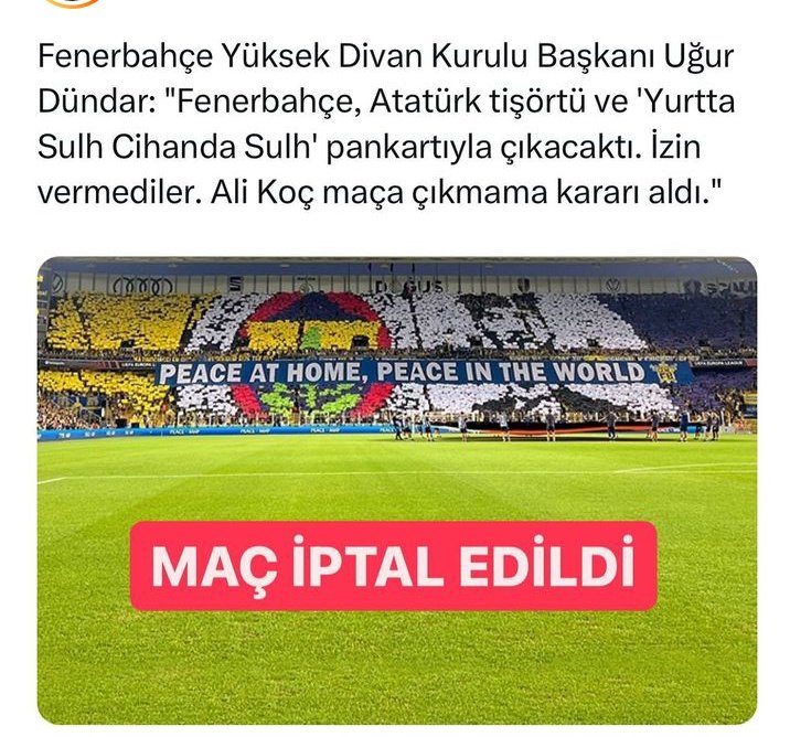 Maç iptal edildi