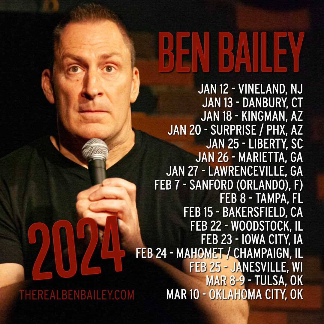 Thanks for all the great crowds this year. Let’s keep it going for 2024! New special on the way and even more tour dates. 🎫 TheRealBenBailey.com