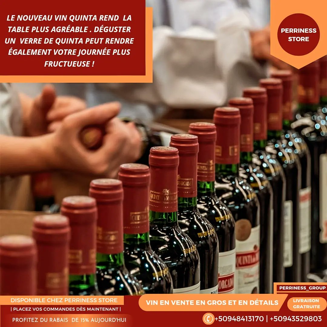 AngeloPerrin's tweet image. Le Nouveau " VIN QUINTA " peut rendre votre Journée plus FRUCTUEUSE...Placez vos Commandes chez #PERRINESS_STORE dès maintenant aux +50948413170 | +50943529803 (Wtsp)
#PERRINESS #GROUP 
#2024challenge #HappyNewYear #HappyNewYear2024