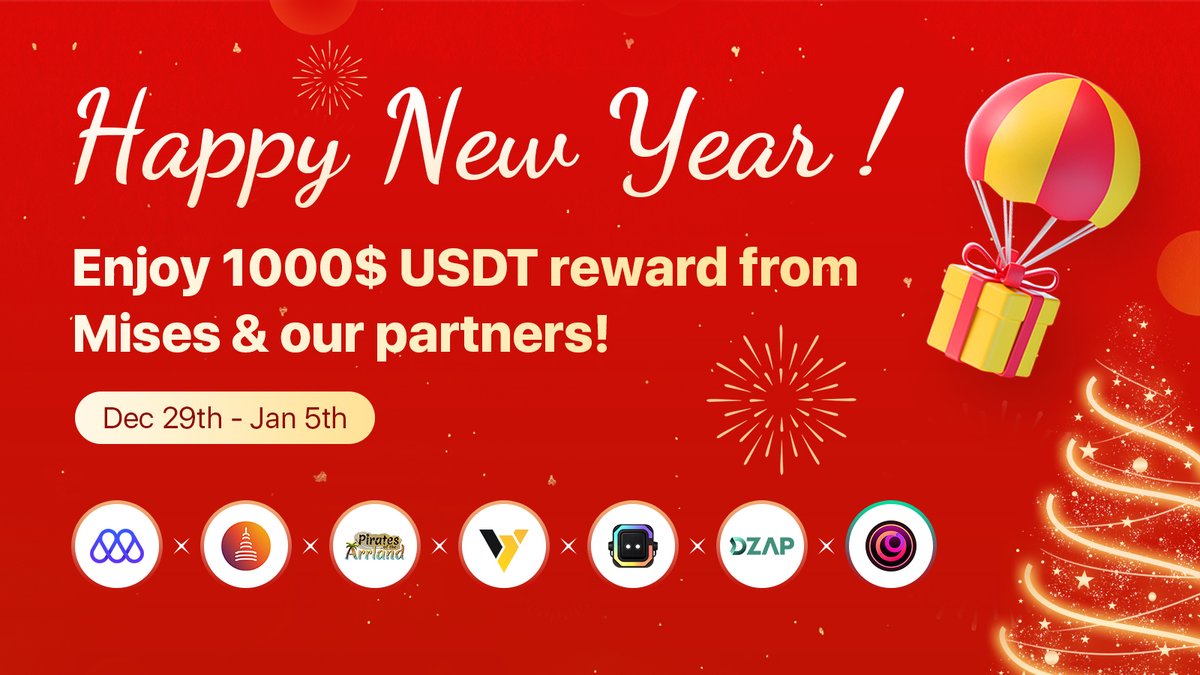 Mises001's tweet image. New Year 1000$ Giveaway Alert
To celebrate Christmas and New Year, Mises and 6 partners of Mises have decided to giveaway 1000$ USDT to the community! 🎁 100 winners will kick off the New Year with $10 each!

Time: Dec 29th - Jan 5th
Rules: Complete all the tasks in…