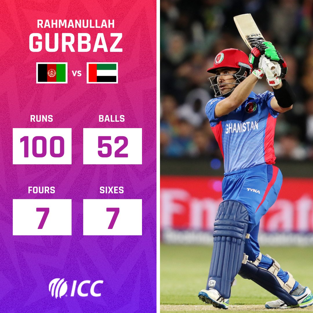 A spectacular maiden T20I hundred from Rahmanullah Gurbaz as Afghanistan beat UAE in the opening game in Sharjah 💪

#UAEvAFG