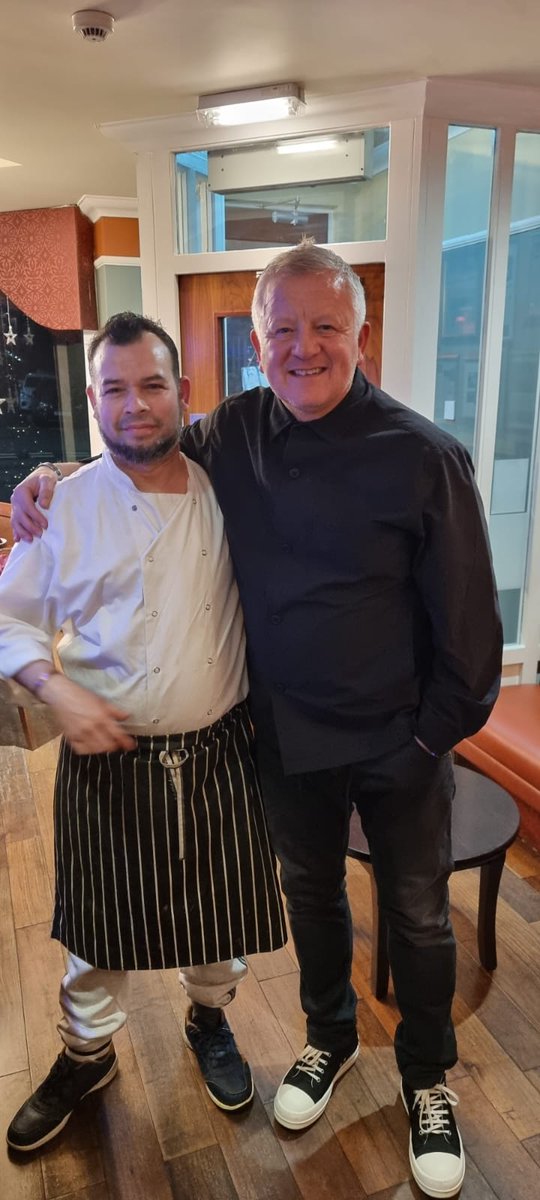 Prithirajsheff's tweet photo. Chris Wilder joined us for late night feast the other night! #sufc why not join us too this weekend! #teamprithiraj https://t.co/hlxVnPjrAi