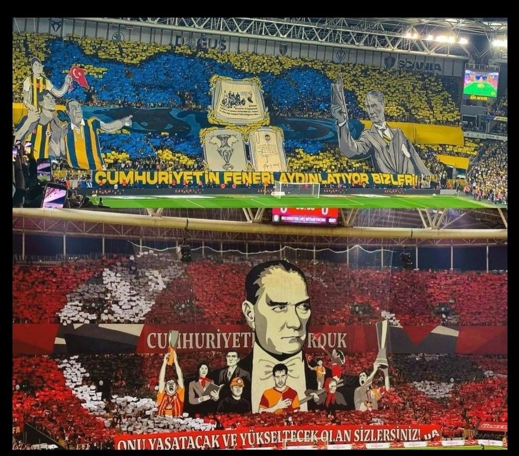 Yurtta sulh cihanda sulh
Mustafa Kemal Atatürk 
Fenerbahçe
Galatasaray