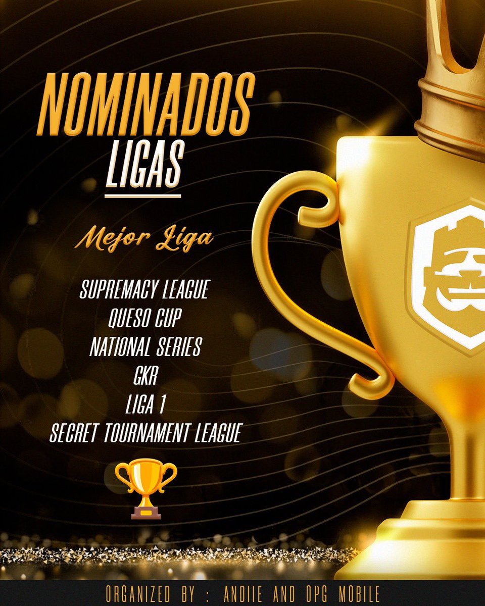 Golden Royale Awards (@grawardscr_) on Twitter photo #CR | 𝓝𝓞𝓜𝓘𝓝𝓐𝓓𝓞𝓢 ⭐️
⚫️🟠Nominados a Mejor Liga🏆
⚜️<a href="/CR_Supremacy/">Supremacy League</a>
⚜️<a href="/QuesoCupTV/">Queso Cup</a>
⚜️@NationaLeague_
⚜️<a href="/GkrLeagues/">GKR 2025</a>
⚜️<a href="/Liga1_CRPeru/">Liga 1 CR • Perú</a>
⚜️<a href="/Secret_Royale/">Secret Tournament | Clash Royale</a>
#CRAwards2023 #CR | 𝓝𝓞𝓜𝓘𝓝𝓐𝓓𝓞𝓢 ⭐️
⚫️🟠Nominados a Mejor Liga🏆
⚜️<a href="/CR_Supremacy/">Supremacy League</a>
⚜️<a href="/QuesoCupTV/">Queso Cup</a>
⚜️@NationaLeague_
⚜️<a href="/GkrLeagues/">GKR 2025</a>
⚜️<a href="/Liga1_CRPeru/">Liga 1 CR • Perú</a>
⚜️<a href="/Secret_Royale/">Secret Tournament | Clash Royale</a>
#CRAwards2023