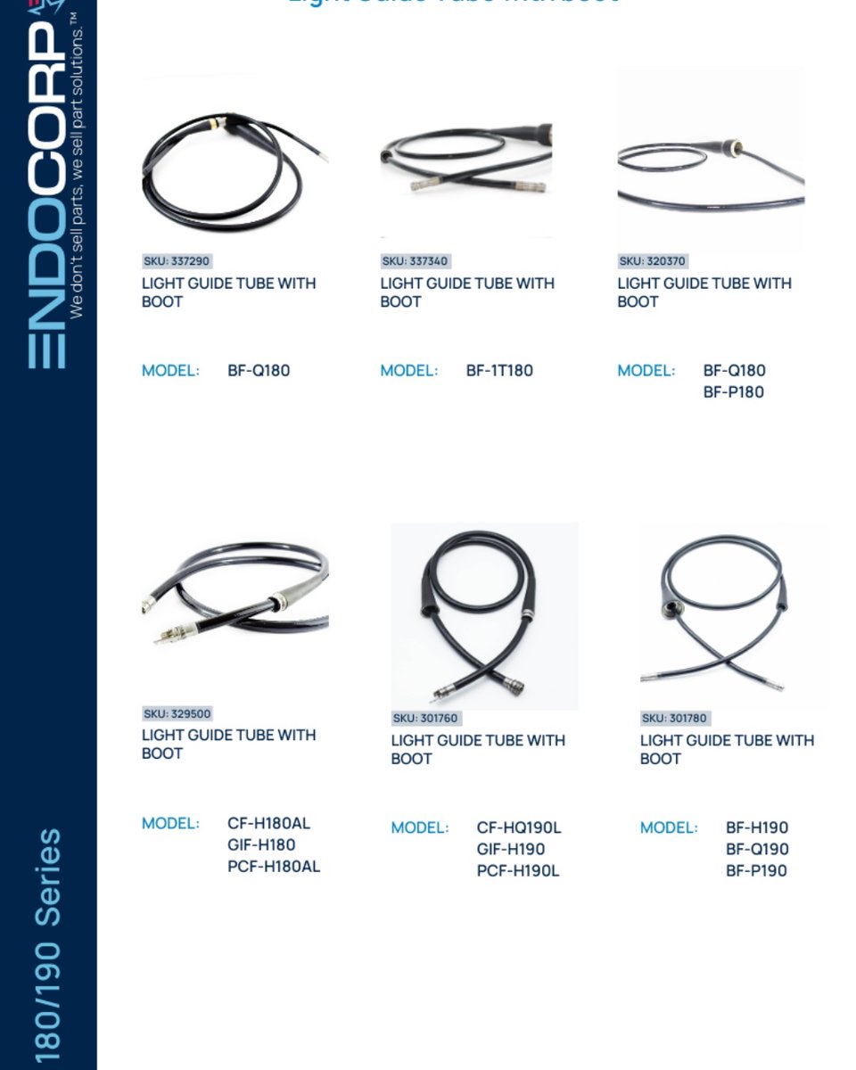 ENDOCORPUSA's tweet photo. Browse and shop the latest LIGHT GUIDE 180/190 SERIES today by visiting. https://t.co/XYFfTncWzS
Enjoy quality repair parts direct to your lab with same day delivery. 
#ENDOCORP #Endoscope #Repairs #Parts #Solutions #LightGuide #Series180190 https://t.co/LaAAeFR0pe