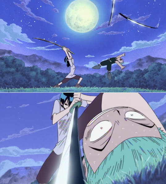 Zoro vs Tashigi and Kuina vs Zoro is one of my favorite parallels created by Oda. 

The balance of victory is shifted from Kuina defeating Zoro, to Zoro defeating Tashigi 🙂

And Oda connecting Kuina and Zoro's story, with Tashigi makes it more special❤️☺️

#zotash