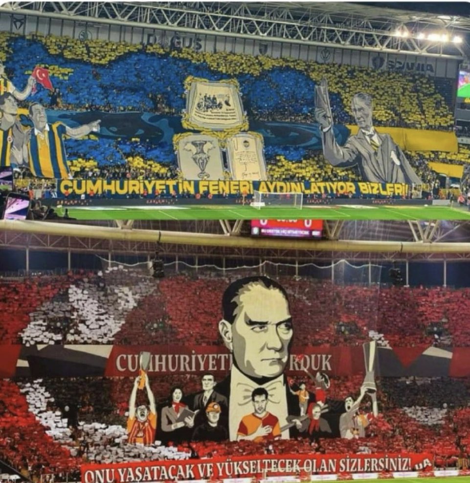 Kral için milli yas ilan ettiniz, onlar Cumhuriyetimizin Kurucusuna ve onun ‘Yurtta Sulh Cihanda Sulh’ sözüne tahammül edemedi.

Bu ülkenin milli değerleri kırmızı çizgimizdir🇹🇷

#GSvsFB #İptal