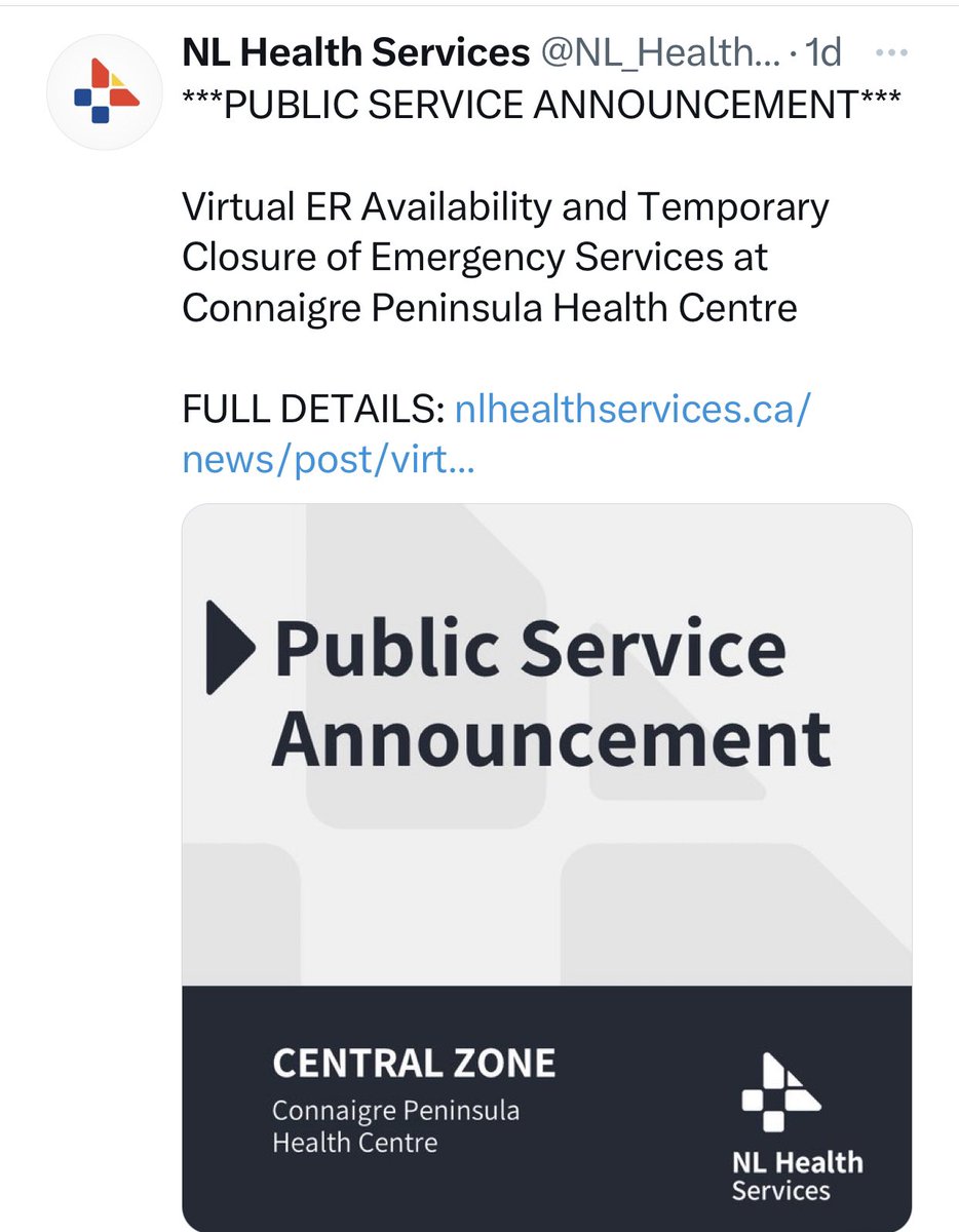 jerry4nape's tweet photo. Essentially all rural areas in Central NL outside Gander / Grand Falls-Windsor has reduced or no Emergency Services at all for periods specified, our Health Care system is in critical condition . People in these areas deserve better!! @NL_HealthServ @HCS_GovNL @GovNL https://t.co/RnovOfR5PK