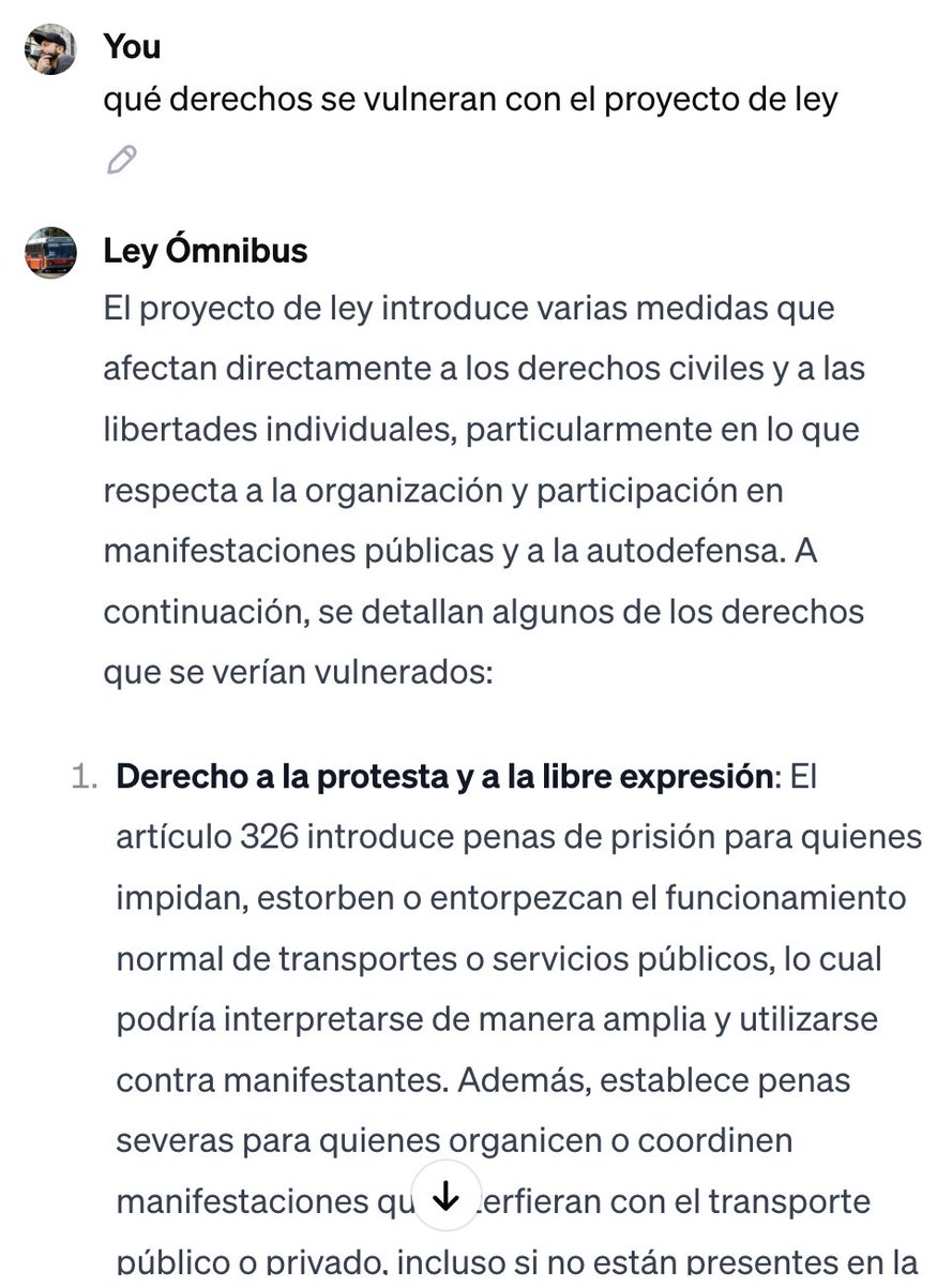 Hice un ChatGPT al que se le puede preguntar sobre la Ley Ómnibus. También conoce todo el texto de la Constitución Nacional. chat.openai.com/g/g-0CXxV7qym-…