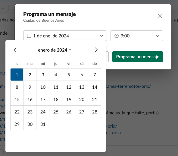 Me destruye programar mensaje en Slack para el 01-01-2024... ¿o me encanta? 🫥