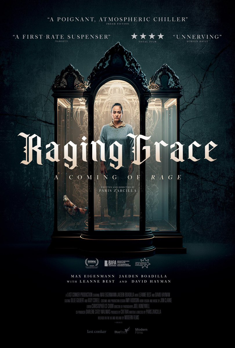 Jedshepherd's tweet photo. The amazing RAGING GRACE is out today! If it’s not in a cinema near you, request it! From my 🇵🇭 brother @ParisZarcilla (writer/director) &amp; @cheevil (producer). If you want to see a British film that you can be proud of, this is it. Spread the word! https://t.co/JqEedYe1R5