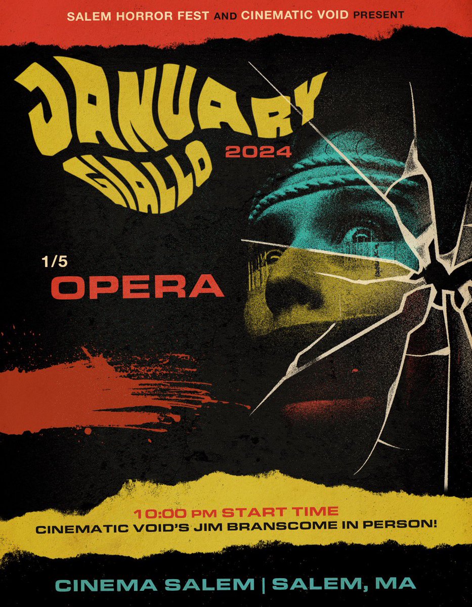 A week from today, join @salemhorrorfest and the Void for Dario Argento’s OPERA at @CinemaSalem in Salem, MA. Cinematic Void’s Jim Branscome in person to introduce. Part of the January Giallo 2024 celebration. 🎟️: cinemasalem.com/movie/opera