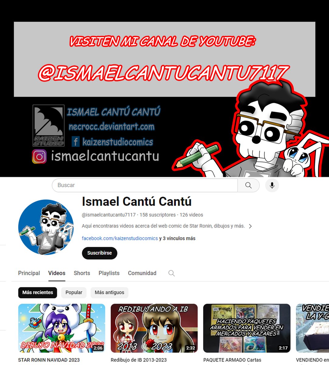 Un intento de anuncio para redes sociales, empezando con Youtube

youtube.com/@ismaelcantuca…

ya en mi canal ya hay videos nuevos y shorts que espero que les guste.

#youtube 
#dibujo #dibujos #drawing #draw #manga #mangamexico #mangastyle #artist #arte #art