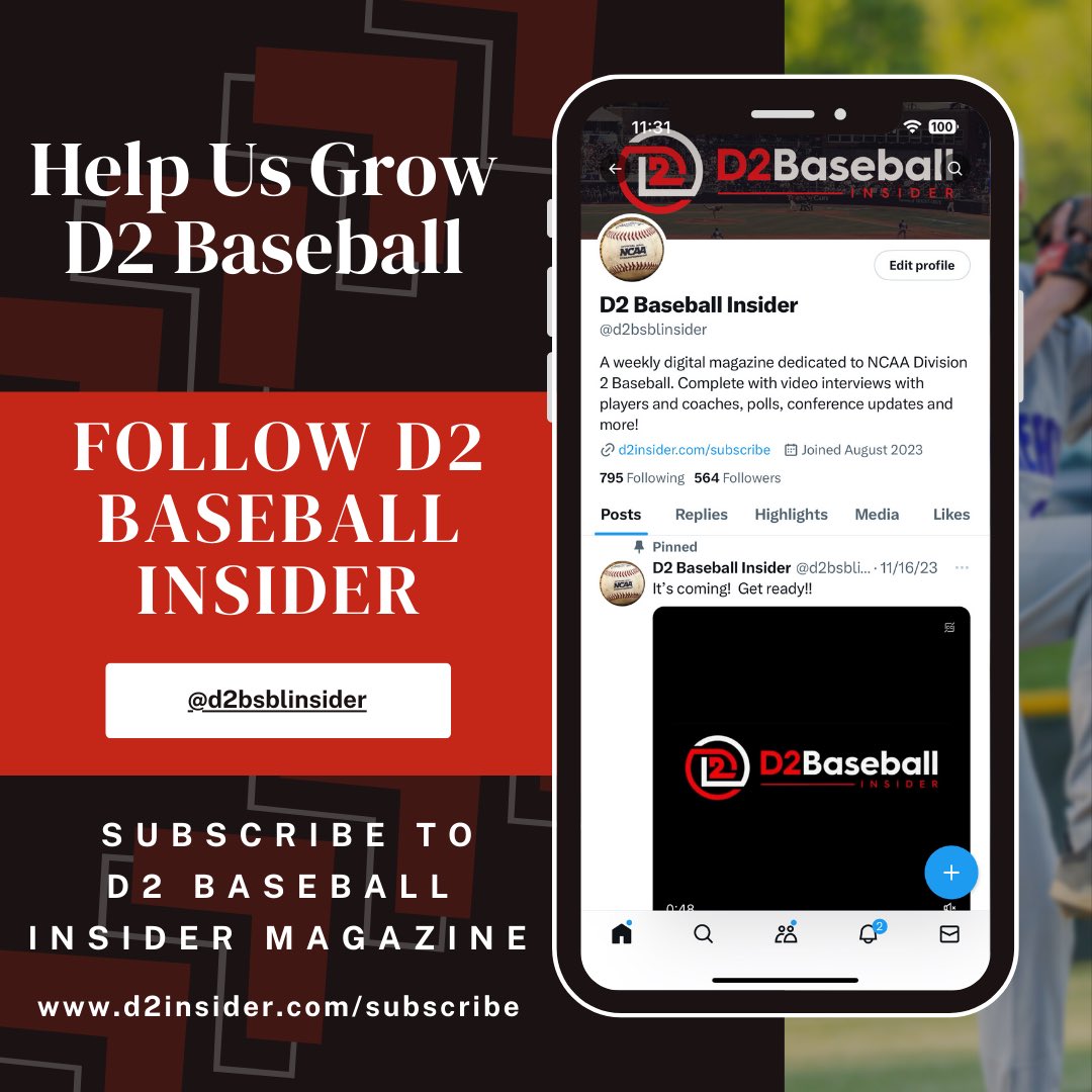🙏 Thanks to our followers! We're just starting and need your help to spread the word about D2 Baseball and D2 Baseball Insider Magazine! Please 👍 LIKE &amp; REPOST 🔄 to help grow our D2 Baseball community! Let's see how many new followers we can get for <a href="/d2bsblinsider/">D2 Baseball Insider</a>! Let’s Go!!!