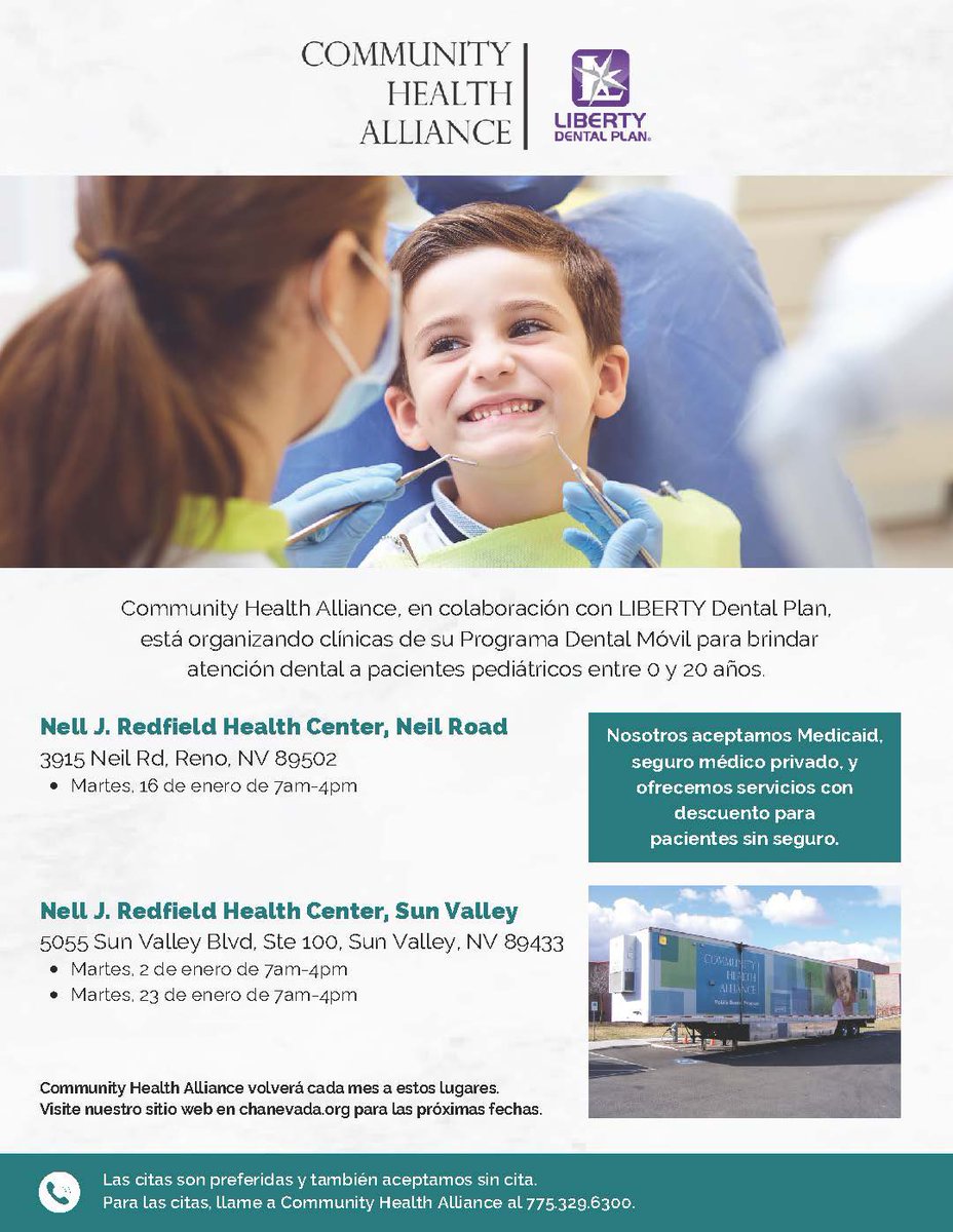 Here is our upcoming Mobile Dental Program schedule for January. Comprehensive pediatric dental services will be offered to children between the ages of 0-20 at our Neil Road and Sun Valley health centers.