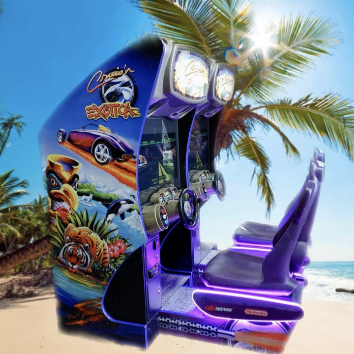 XLarcades's tweet photo. Check out this beautiful pair of Cruis’n Exotica cabinets with our new Cruis’n Exotica artwork installed by a client!
#midway #midwaygames #cruisnexotica #arcade 
🏎️🌴🐅🐘🦜🐊🏁

https://t.co/HYIp5ZH8E5 https://t.co/zWY5Trf5xu