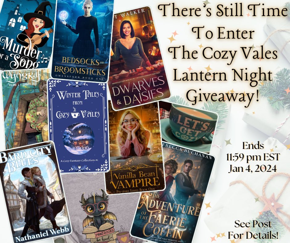 CassCStirling's tweet photo. 6 days left to get a whole host of goodies from Cozy Vales. All it takes is to click the link in the first tweet &amp; sign up for a fun full of flash fiction, in world gossip, newsletter. 

Ends January 4th, so get clicking!👇

#cozyfantasy #freebooks #fantasybooks https://t.co/6rQeeD7uUP