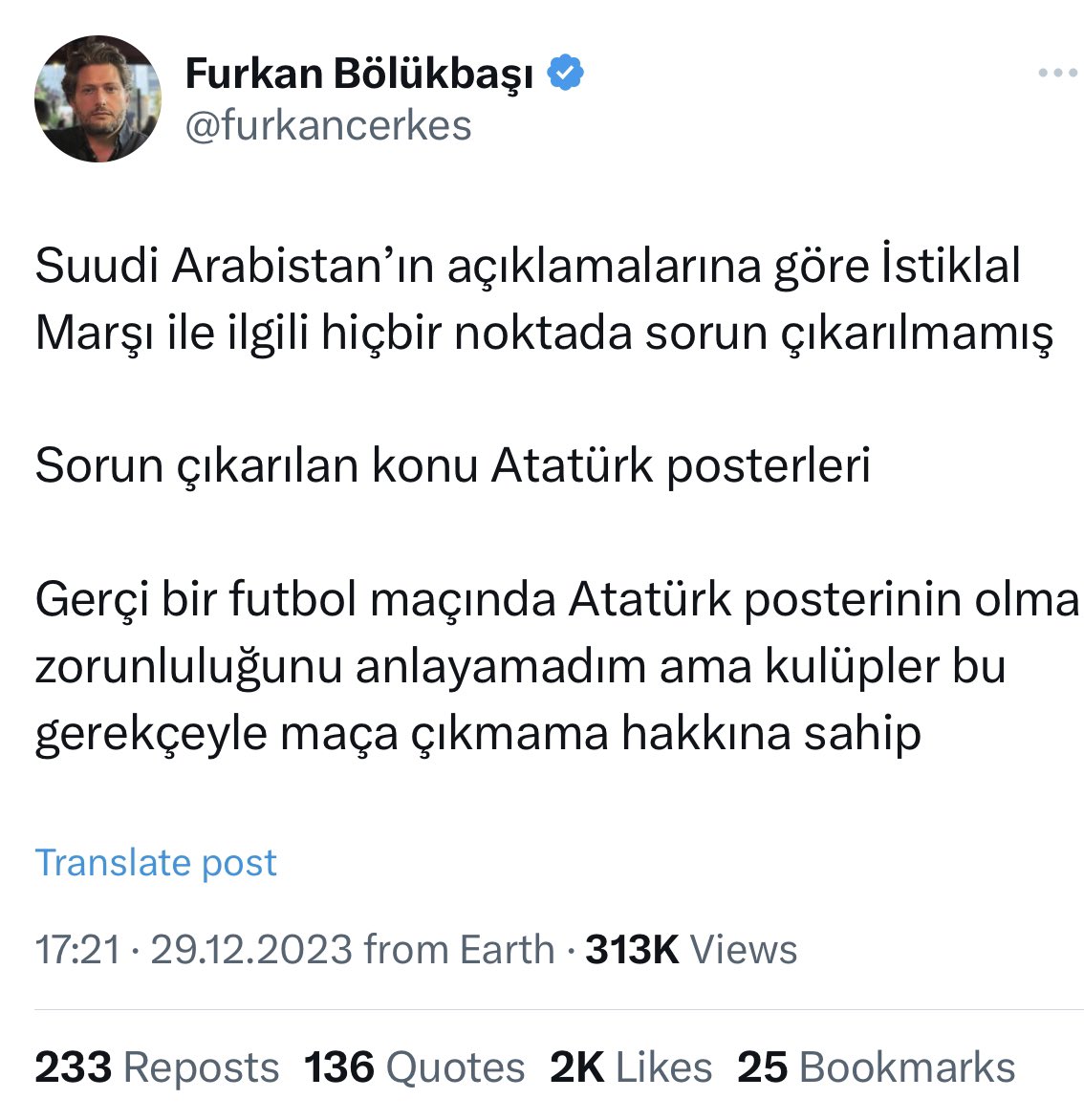 Galatasaray ve Fenerbahçe’nin maça çıkmaması, Trabzonspor’un destek mesajı yayınlaması, Beşiktaş’ın stadımızın kapılarını açtık demesi… Hepsi güzel şeyler, ama ne yalan söyleyeyim hiçbiri şunların kudurmasını izlemek kadar keyif vermedi hahaha