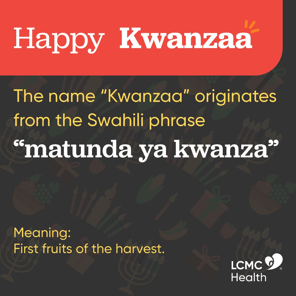 LCMCHealth's tweet image. Celebrate #Kwanzaa with a touch of sweetness! 🍐 Add some fresh pears to your kinara arrangement, and make your table even more beautiful. #FirstFruits