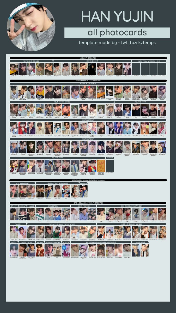 zerobaseone (제로베이스원) han yujin all photocards (album, pobs