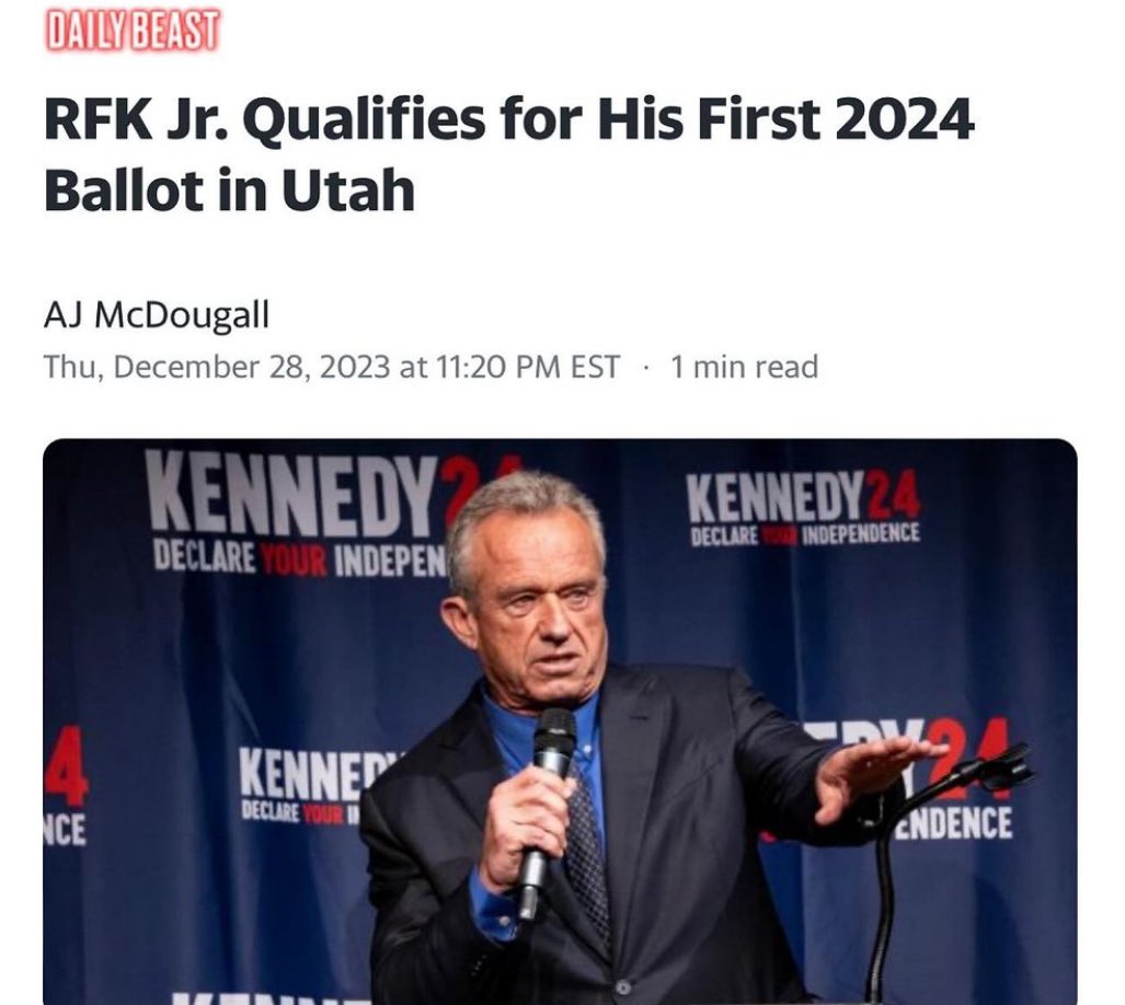 BryceMLipscomb's tweet image. Utah is in the books &amp;amp; RFKJr is on the ballot. I remember people telling me he wouldn’t get ballot access in Utah. I also remember people telling me he’d never leave the Democratic Party. 

I do so love being right! 

1 down 49 to go. The @RobertKennedyJr train is rolling &amp;amp; there