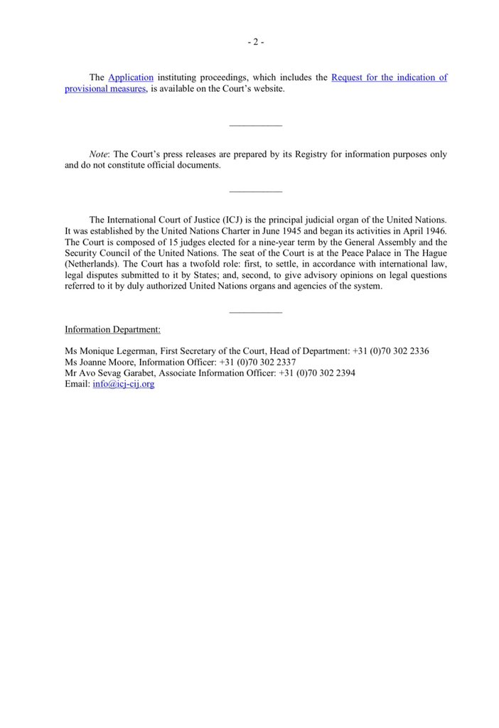 READ | The Republic of South Africa institutes proceedings against the State of Israel and requests the Court to indicate provisional measures.