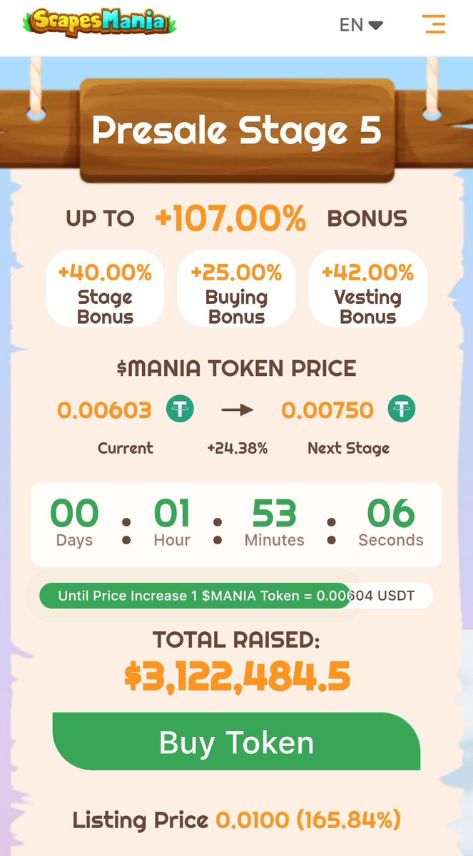 ScapesMania
Cryptocurrency enthusiast, take advantage of this unique opportunity!
By clicking the link, you have the chance to purchase tokens at a promotional price, which is an excellent opportunity for both beginners and experienced investors  scapesmania.io/ref/1CC43