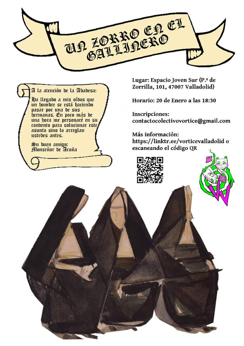 Muy buenas vorticeros. Este enero el rey máster cree que os habéis portafolio muy bien, así que os tres dos roles. Tenéis el formulario de inscripción en el lind de nuestra bio. #larp #rolenvivo #vorticevalladolid