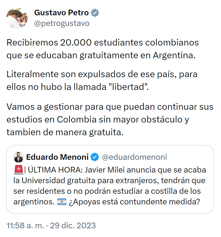 porquetendencia's tweet photo. "Colombia":
Por el tweet que publicó su presidente Gustavo Petro https://t.co/dfzl457NVb