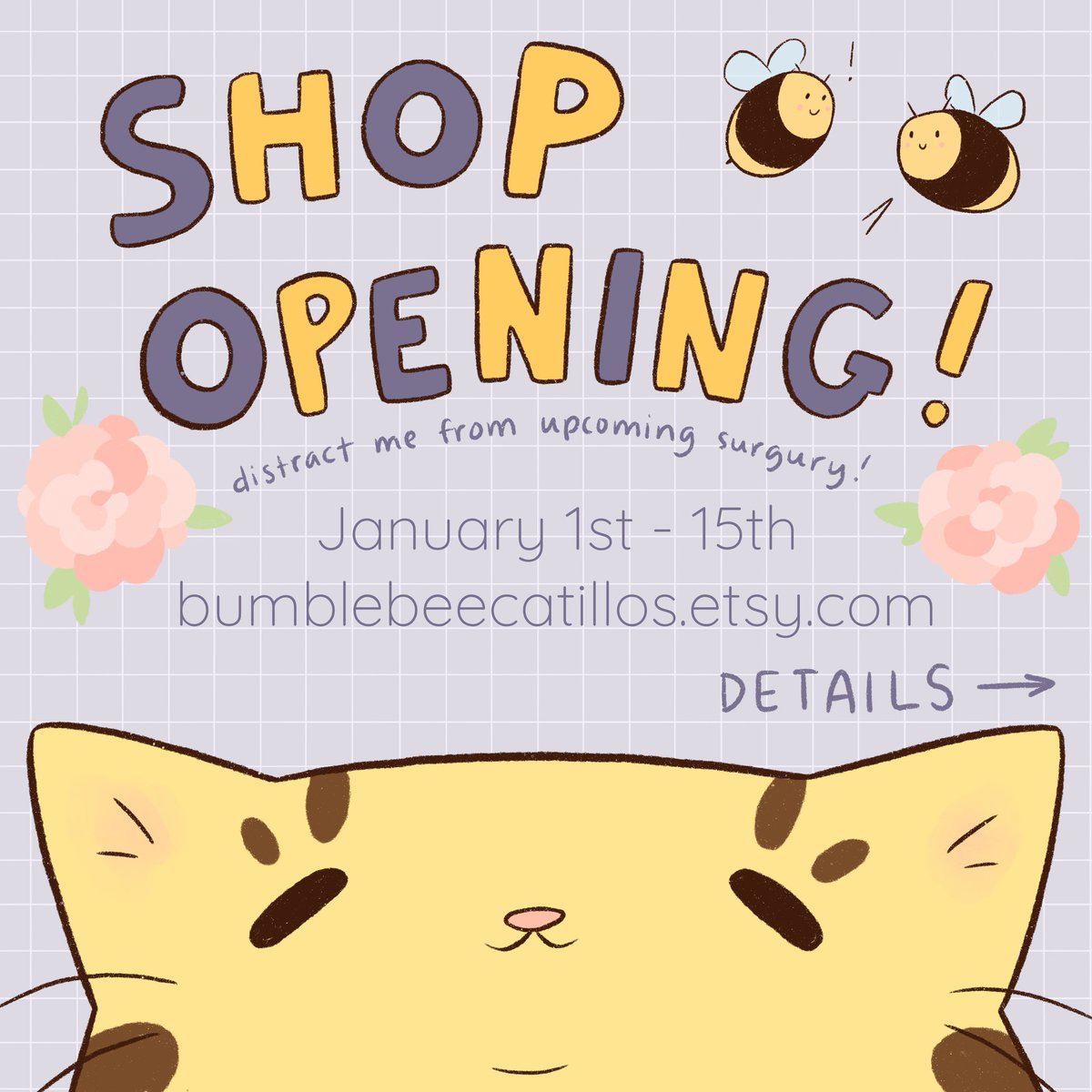 bumblebeecatart's tweet photo. announcement time! I’ve had a bunch of new items I’ve been meaning to list, some old art that I don’t want to sell anymore, and I need a distraction from my top surgery coming up on the 17th, so I’m opening my shop for a couple weeks! https://t.co/XKGUxsPsBl