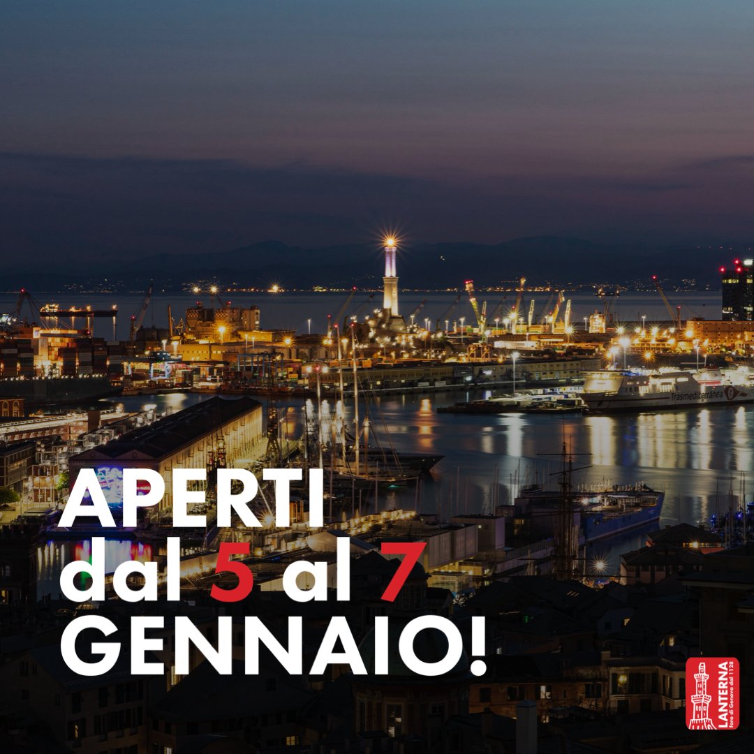 LanternaGenova's tweet photo. 🎆 Esplora il nostro museo durante il ponte dell'Epifania! 🏛️

🗓️ Orari di apertura:
Dal 5 al 7 gennaio: aperti dalle ore 10.00 alle 18.00 ultimo ingresso 17.30.

Vieni a trovarci! 🎁

#LanternadiGenova #Genova #PharosHeritage #VisitaGenova #Epifania #Museo #Esperienza #Orari https://t.co/kBYb4t9mBg