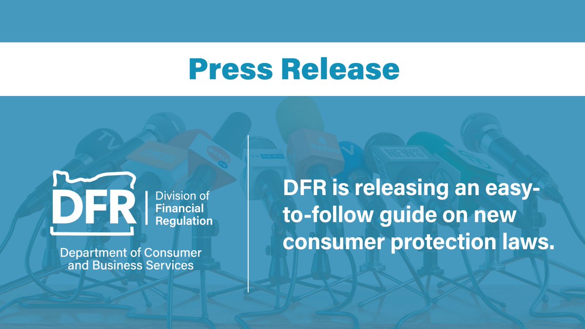 DCBS (@oregondcbs) on Twitter photo When the clock strikes midnight on Jan. 1, 2024, many new laws will immediately take effect. #OregonDFR presents an easy-to-follow guide on the new consumer protection laws. Visit DFR's website for details. 
#insurance #finance #Oregon When the clock strikes midnight on Jan. 1, 2024, many new laws will immediately take effect. #OregonDFR presents an easy-to-follow guide on the new consumer protection laws. Visit DFR's website for details. 
#insurance #finance #Oregon