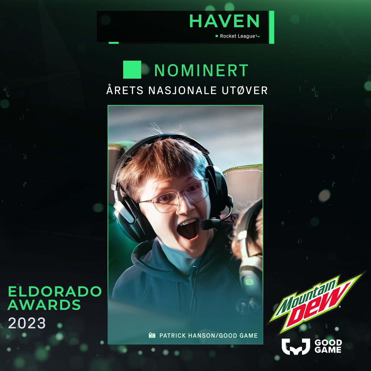 Gratulerer til Haven med nominasjonen til Årets Nasjonale Utøver!
<a href="/Haven_RL/">Haven</a> 

<a href="/ggligaen/">Good Game-ligaen</a> 
#EldoradoAwards