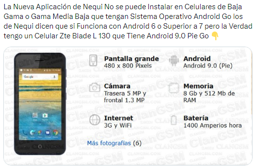 DesempleadoX's tweet photo. @Nequi Espero @Nequi pueda Solucionar el Problema que tiene con su Aplicación la Cual hasta el Momento No Funciona con los Celulares de Gama Baja o Media Baja los Cuales Funcionan con Android Go les Recomiendo arreglar el Problema ya que Muchos tendrán que emigrar a DaviPlata supongo... https://t.co/hVtJyvkjDN