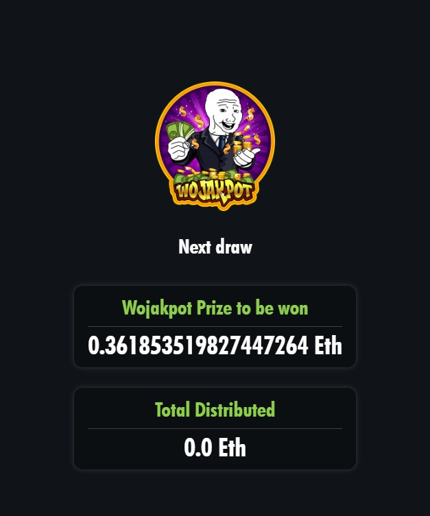 wojakpot's tweet photo. 🎉 The WojakPot jackpot is heating up with $800 (0.36 ETH) already collected, and the excitement is growing!
🔥 To join the next draw on December 30th at 16:30 UTC, simply grab 1 million $WJP tokens (current price: $20) 🌐💰
https://t.co/48ULwyUbuh
https://t.co/QYS7U8zP8r 🚀 https://t.co/N0uDeEZIV2