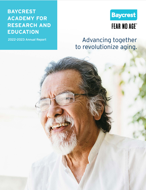 We are pleased to share the Baycrest Academy for Research and Education's first-ever annual report. Read it to learn how, by integrating research & education, we can improve the lives of more older adults in Canada and around the world. baycrest.org/academyannualr…