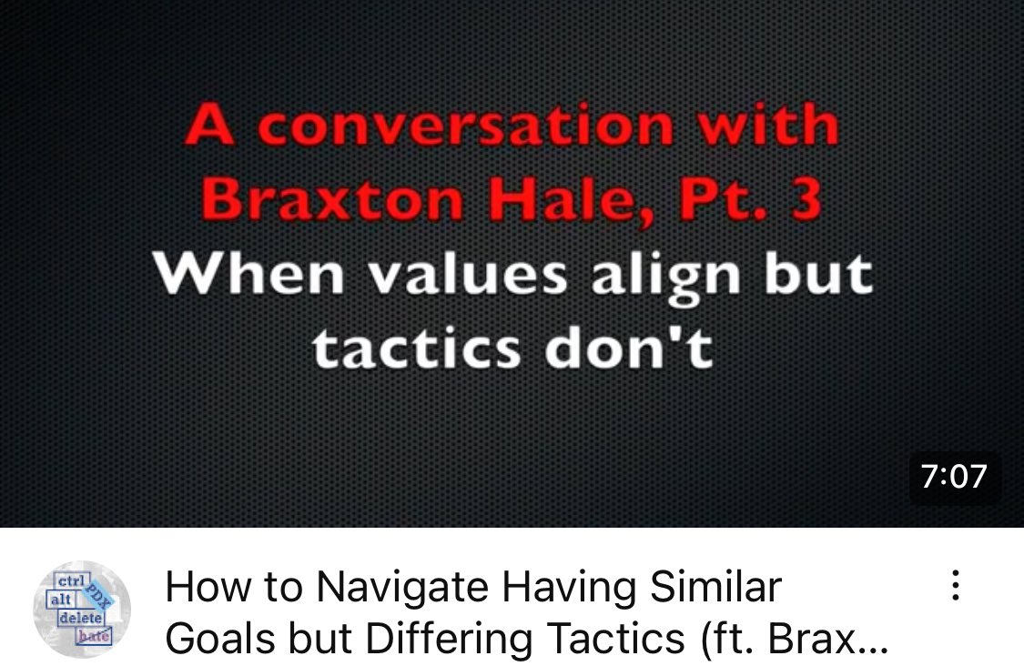 We may share similar aims but not similar tactics. Team member Braxton Hale on when values align but tactics don’t: youtu.be/qVJJvxLT_UI?si…