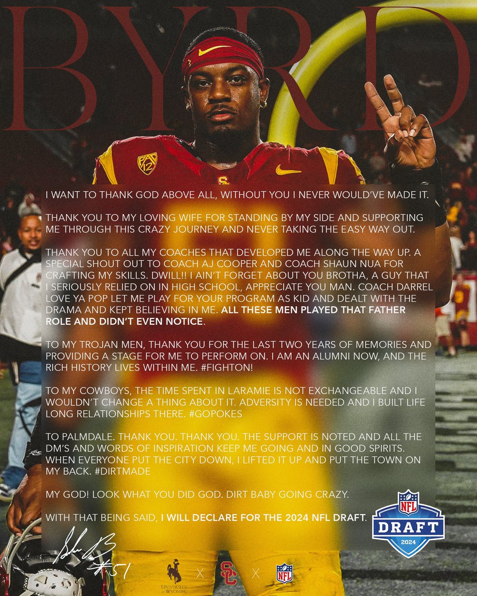Here it is USC my final statement. I love yall. “The greatest story ever told!”#dirtmade