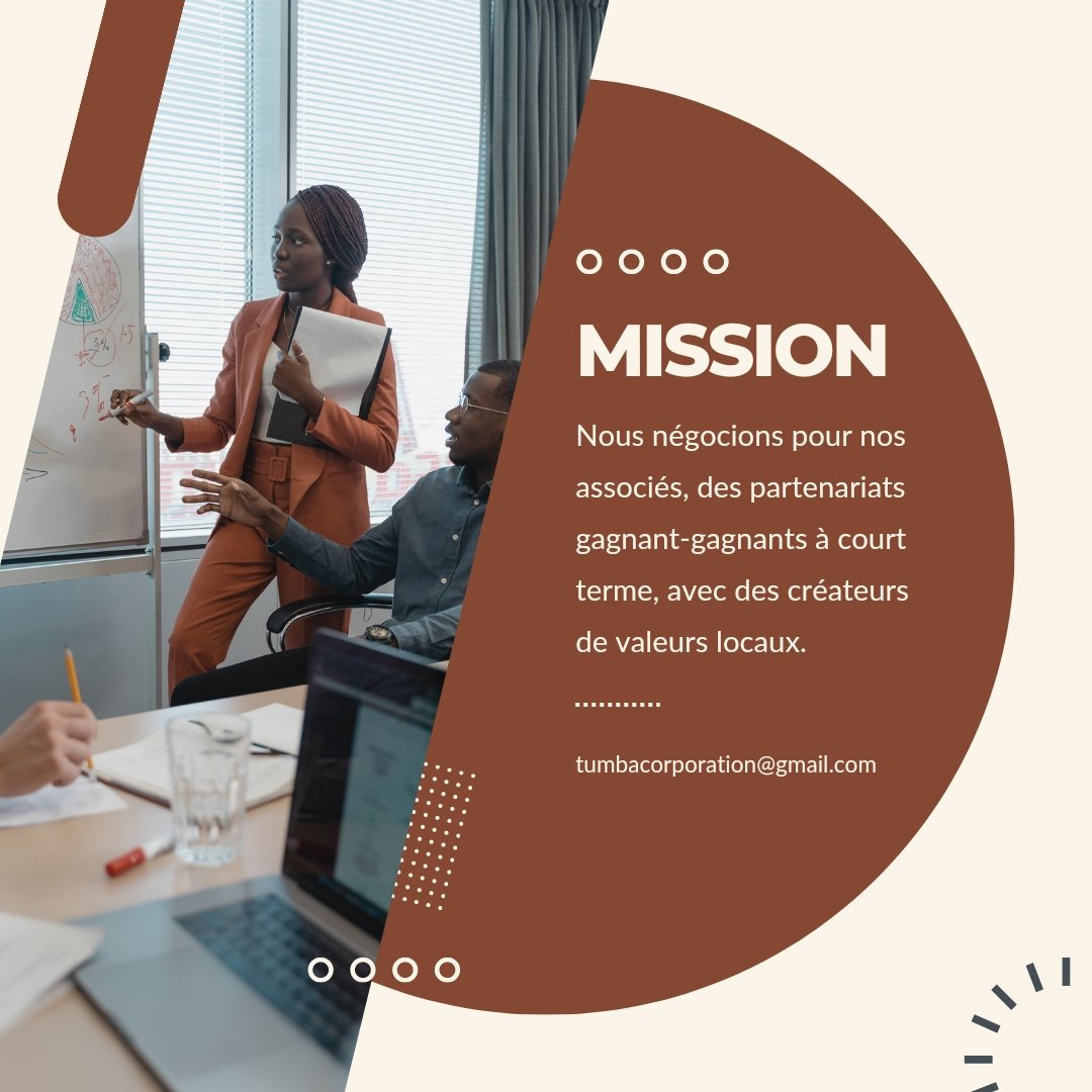 tumbacorp's tweet photo. Nous négocions pour vous, des partenariats gagnant-gagnants, à court terme, avec des créateurs de valeurs.

En effet nous disposons d'un service taillé sur mesure pour détecter et véhiculer un produits depuis la production jusqu'à la consommation.
#investirenafrique https://t.co/twZ7gOf3Yq