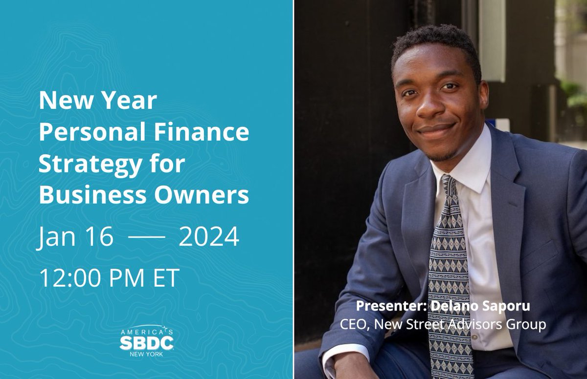 LowerHVSBDC's tweet photo. 🚀 Kickstart your financial wellness in the New Year! Join our Jan 16 workshop, "New Year Personal Finance Strategy for Business Owners," with @DelanoSaporu, CEO of @newstreetgrp. Learn to set finance goals, budgeting strategies &amp; retirement planning.👇
https://t.co/BwiPZt2EGn https://t.co/hllTxQak25