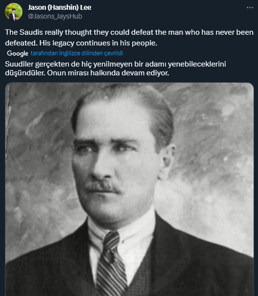 Güney Koreli futbol gazetecisi Hanshin Lee: "Suudiler gerçekten de hiç yenilmeyen bir adamı yenebileceklerini düşündüler. Onun mirası halkında devam ediyor.

Türk bile değilim ve bugün herkesle o kadar gurur duyuyorum ki. Bu, F.Bahçe-Galatasaray rekabetinin ötesine geçiyor."