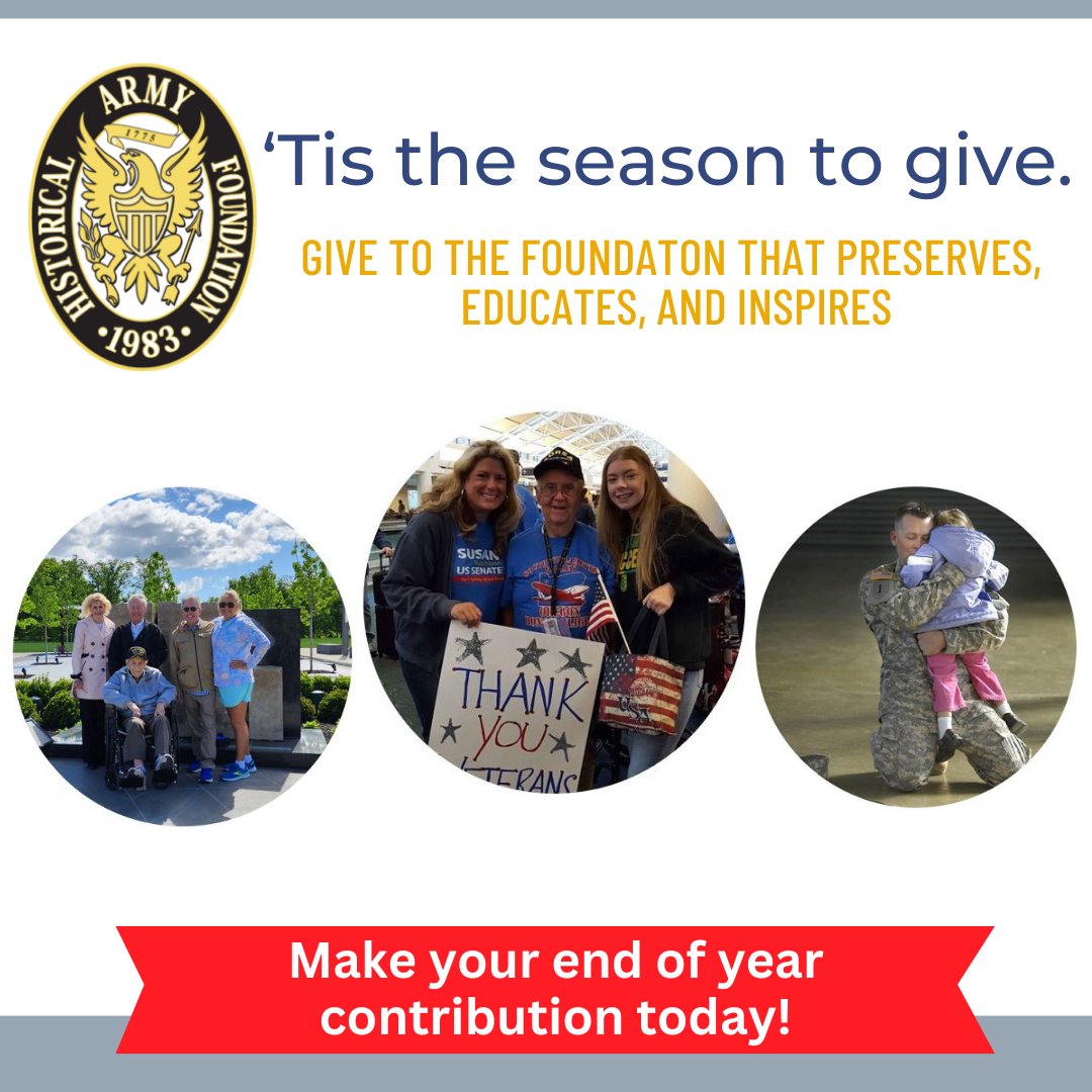 Just 2 days left! Support AHF and keep the National Army Museum a top tribute to our Soldiers. Your donation makes a difference! Plus, enjoy a matching gift pledge by G A REDDING, doubling contributions up to $50,000 until Dec 31, 2023. Match my gift: support.armyhistory.org/armyhistory/ge…