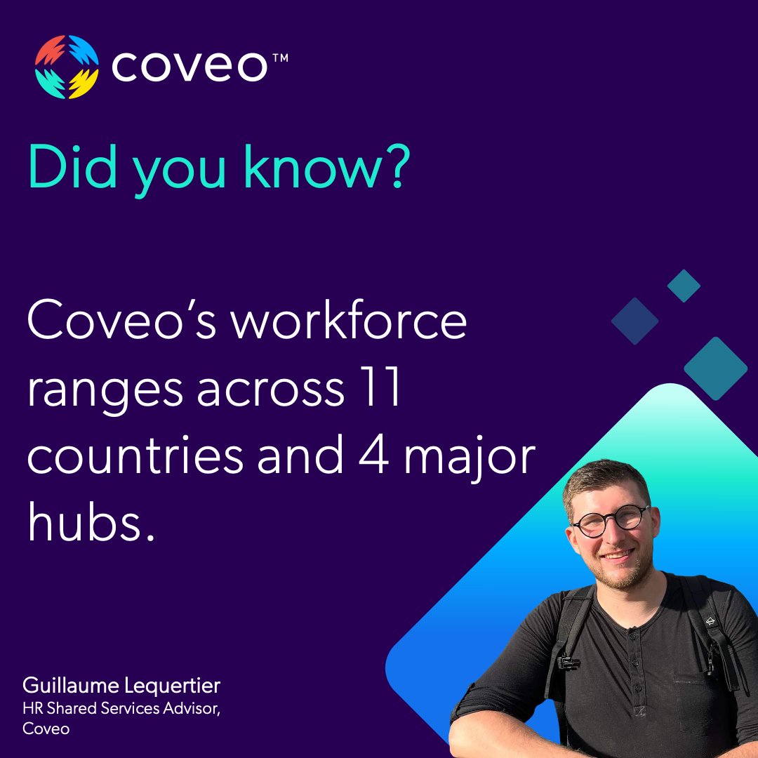 Did you know? At Coveo, we're not just a team - we're a worldwide family! 🌎🤝 

Our incredible workforce spans the globe, bringing diverse talents and perspectives to the table. 

Tune in next week for another Fun Fact Friday!

#Coveolife #funfactfriday