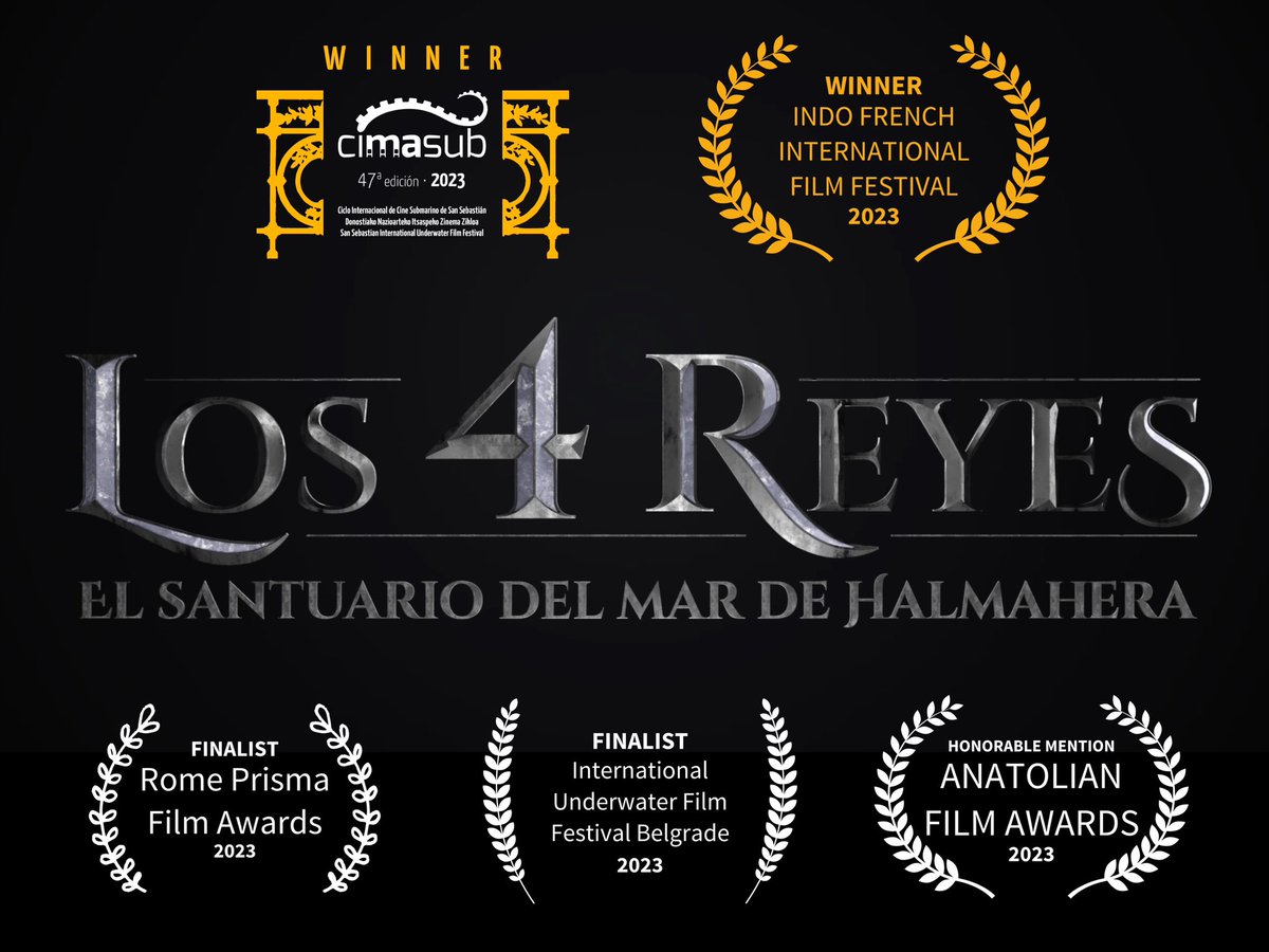 Comparto con vosotros nuestros logros 😉 De momento, hemos participado con nuestro #documental “Los 4 Reyes. Un santuario en el mar de Halmahera” en 8 festivales y hemos cosechado 5 premios. Somos felices!!!!! ☺️

#buceo #feativalesinternacionales #premiados
